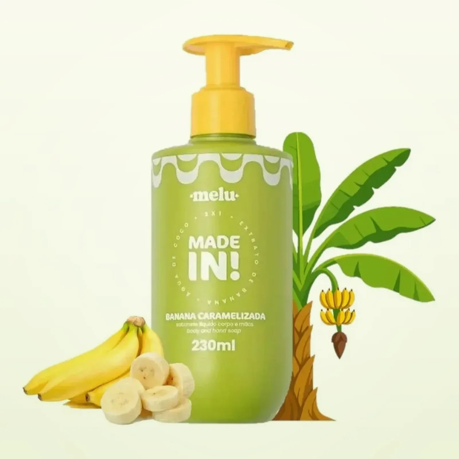 Sabonete Líquido Corpo e Mãos Banana Caramelizada Made In Melu 230ml
